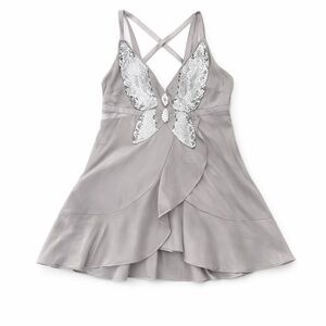 Free People Light Grey Sequin Butterfly Mini Dress
